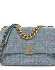 Tweed Quilted Large CHNL 19 Flap Blue Multicolor