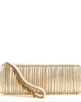 Metallic Nappa Plisse Long Clutch Gold