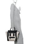 Textile Smooth Calfskin Micro Bi-Color Luggage Natural