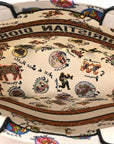 Canvas Embroidered Dragon Zodiac Medium Book Tote White Multicolor