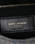 Denim Quilted Medium Loulou Puffer Monogram Chain Satchel Azur