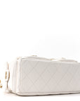 Shiny Lambskin Quilted Trendy Pockets Hobo White
