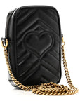Calfskin Matelasse Mini GG Marmont Crossbody Bag Black