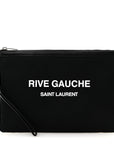Linen Canvas Rive Gauche Zipped Pouch Black