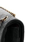 Lambskin Quilted Medium Double Flap Black