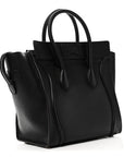 Drummed Calfskin Mini Luggage Black