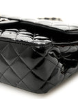 Patent Quilted Medium Double Flap Black