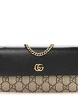 Dollar Calfskin GG Supreme Monogram Petite GG Marmont Wallet Chain Bag Black Beige Ebony