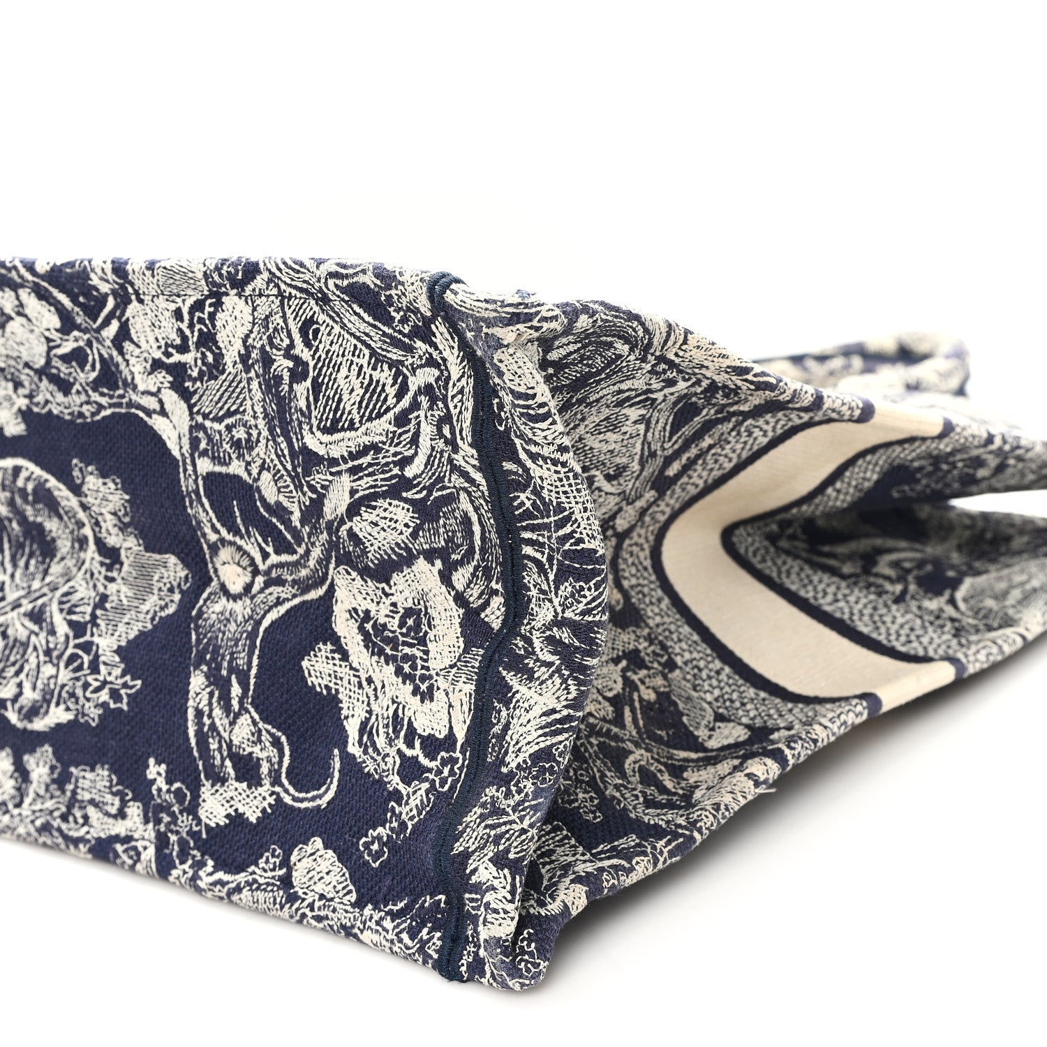 Canvas Embroidered Large D1ORiviera Toile De Jouy Reverse Book Tote Blue