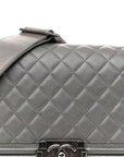 Metallic Lambskin Stingray Quilted Medium Boy Flap Silver