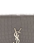Calfskin Crocodile Embossed Kate Monogram Tassel Chain Wallet Fog