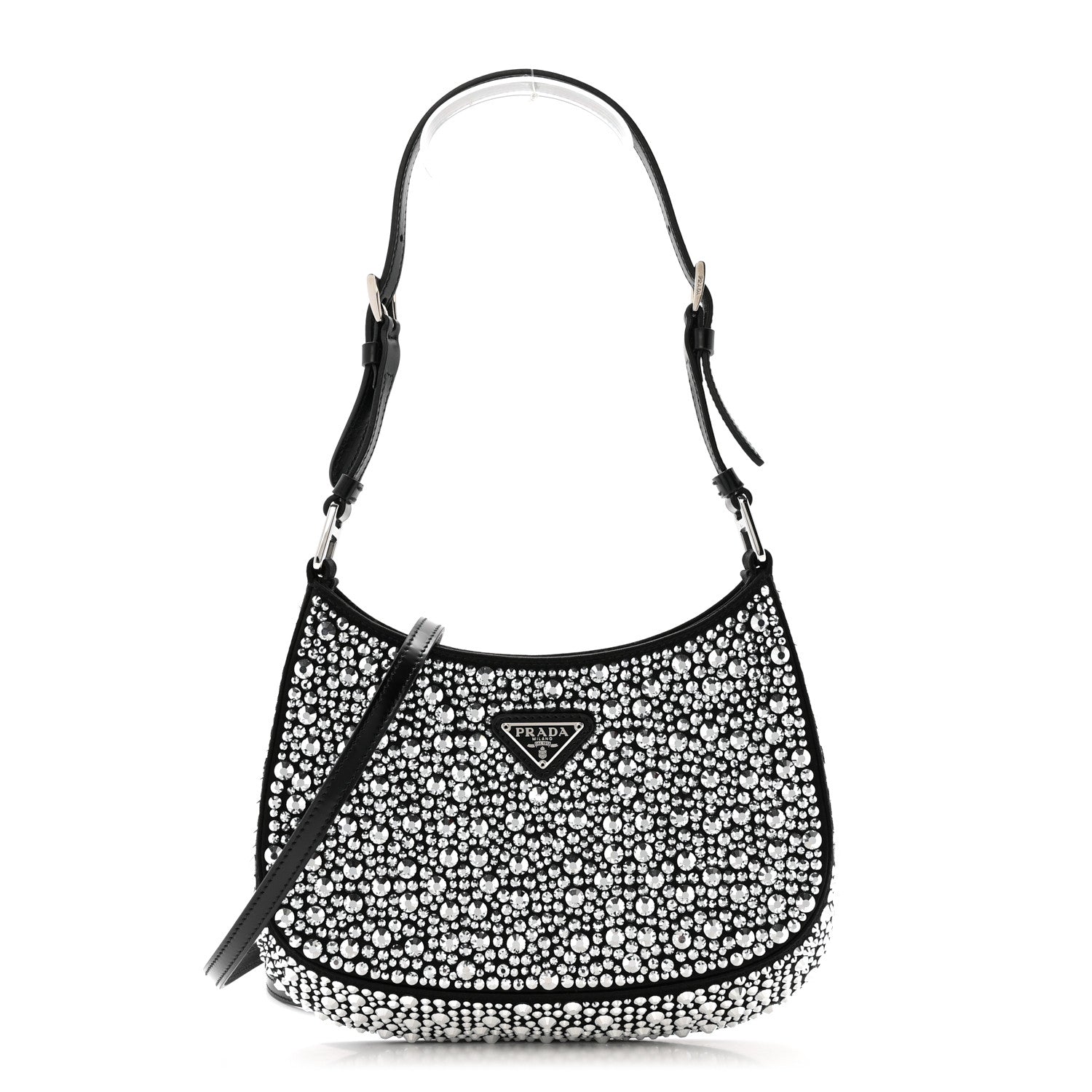 Satin Crystal Cleo Adjustable Strap Shoulder Bag Metal