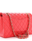 Caviar Quilted Medium Double Flap Red