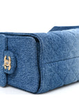 Washed Denim Quilted Mini CHNL 25 Handbag Blue