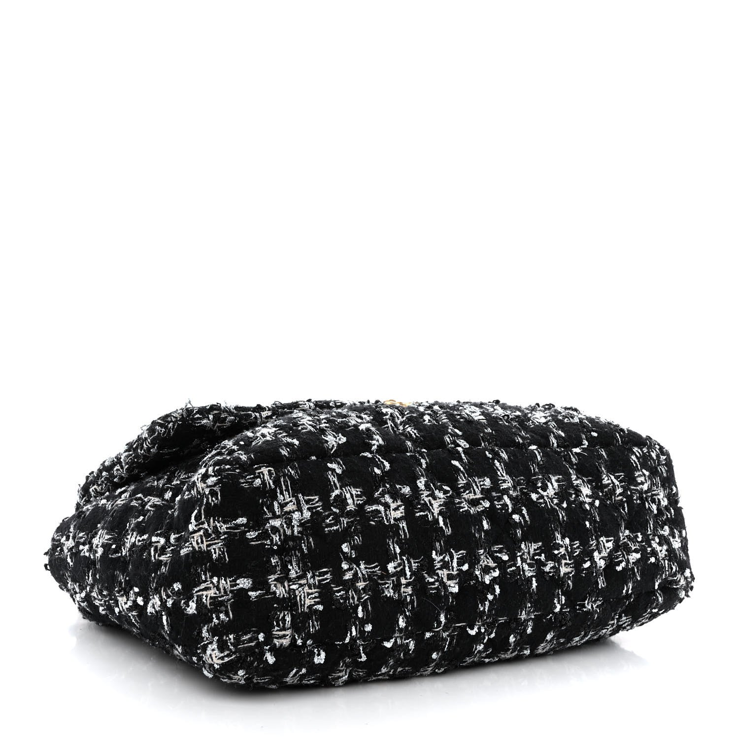 Tweed Quilted Maxi CHNL 19 Flap Black Silver Ecru