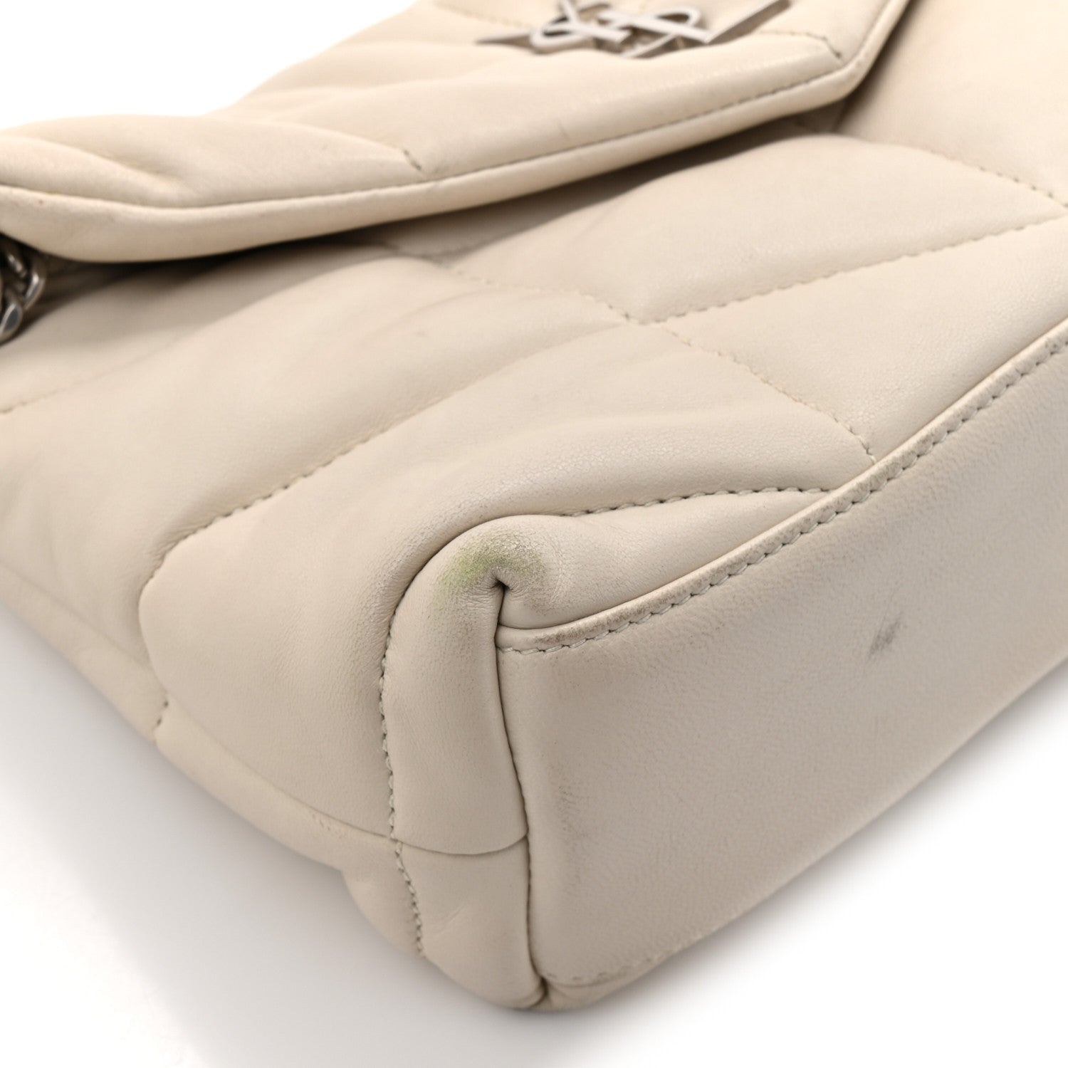 Lambskin Quilted Toy Loulou Puffer Monogram Chain Satchel Crema Soft