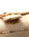 Raffia Elaphe Matelasse Small GG Marmont Shoulder Bag Natural Cream Brown