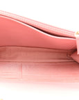 Lambskin Chevron Quilted Trendy CC Wallet On Chain WOC Pink