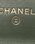 Lambskin Quilted Trendy CC Card Holder On Chain Green