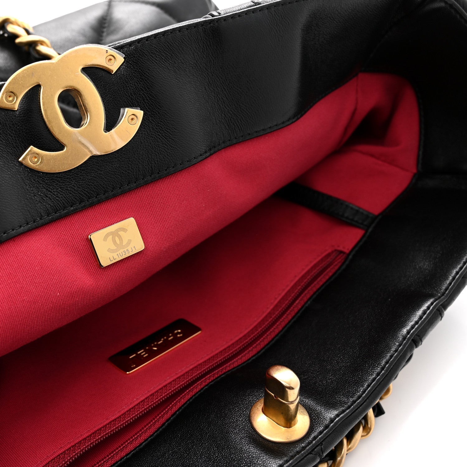 Lambskin Quilted CHNL 19 East West Shopping Bag Black