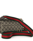 GG Supreme Monogram Textured Dollar Calfskin Web Mini Ophidia Envelope Shoulder Bag Beige Ebony