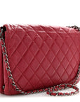 Glazed Calfskin Quilted Soft Boy Flap Red