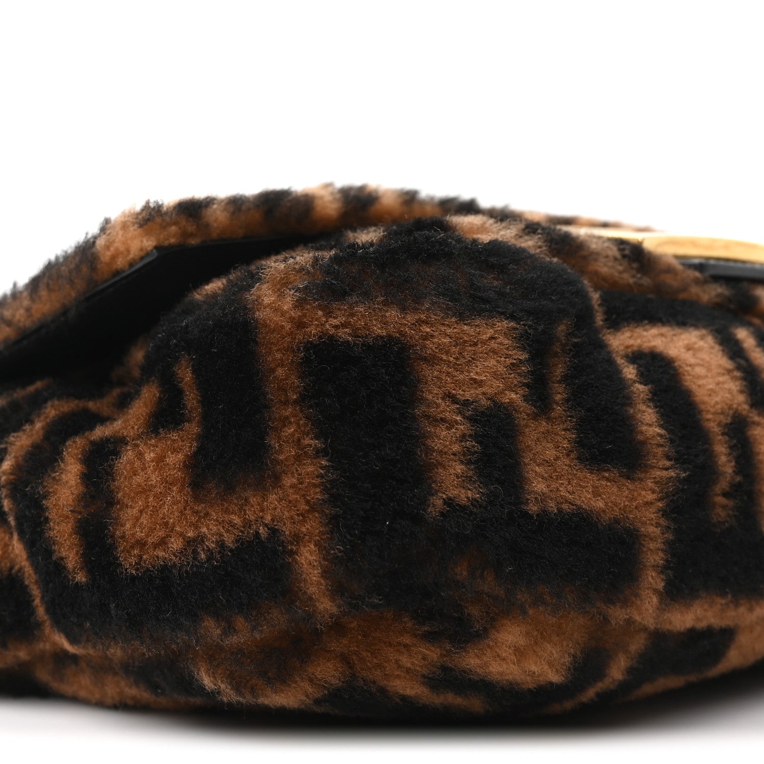 Shearling Vitello Dolce Macro FF 1974 Baguette Tobacco Black