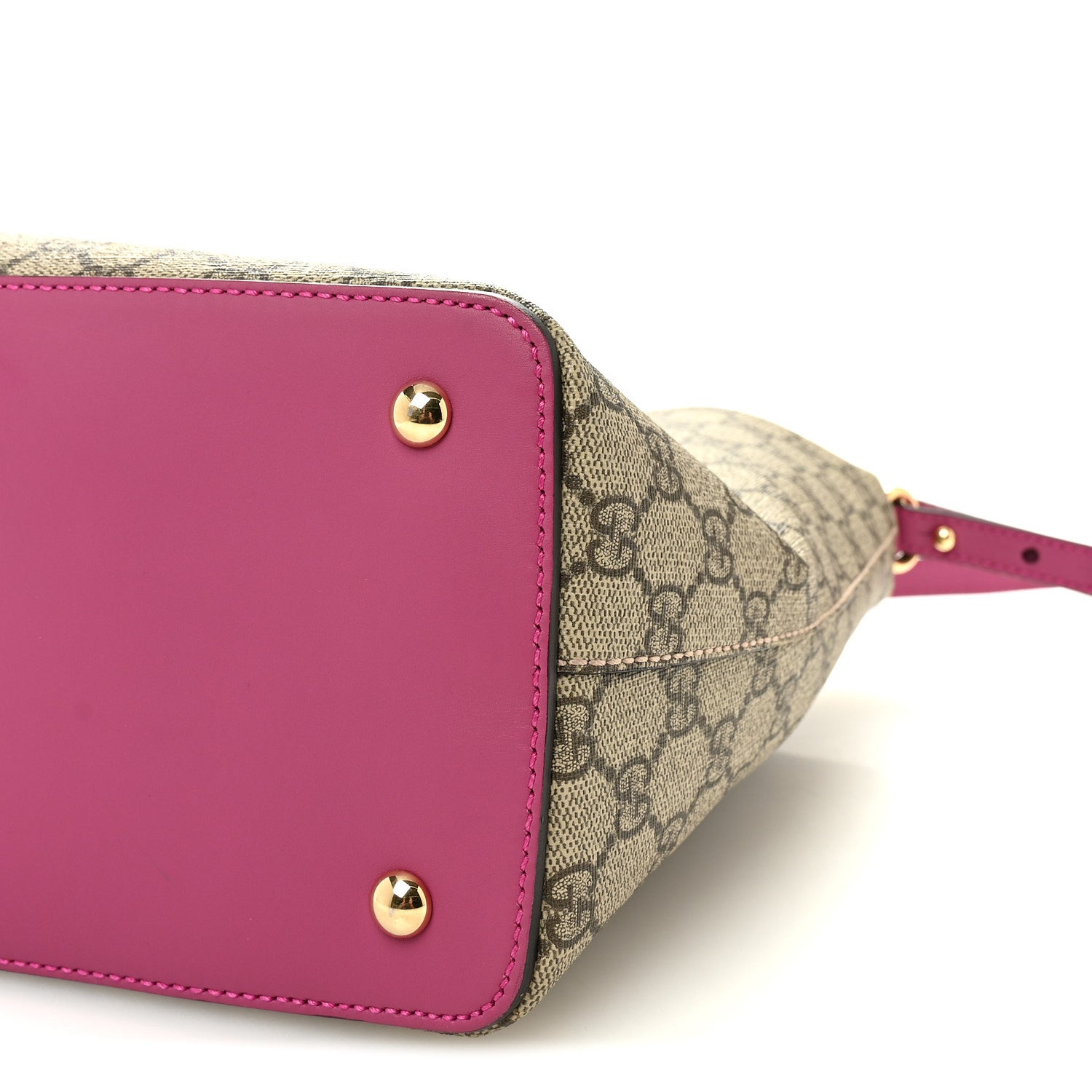 GG Supreme Monogram Linea A Foldover Tote Beige Hibiscus Red New Rosette