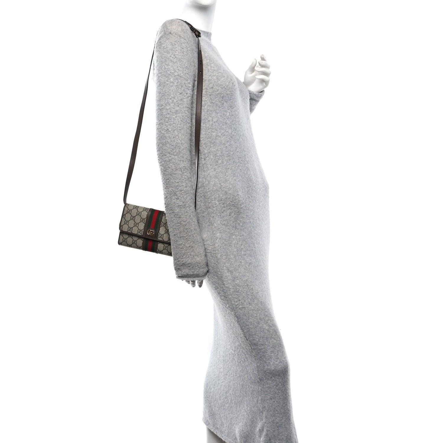 GG Supreme Monogram Web Ophidia Crossbody Wallet Beige New Acero