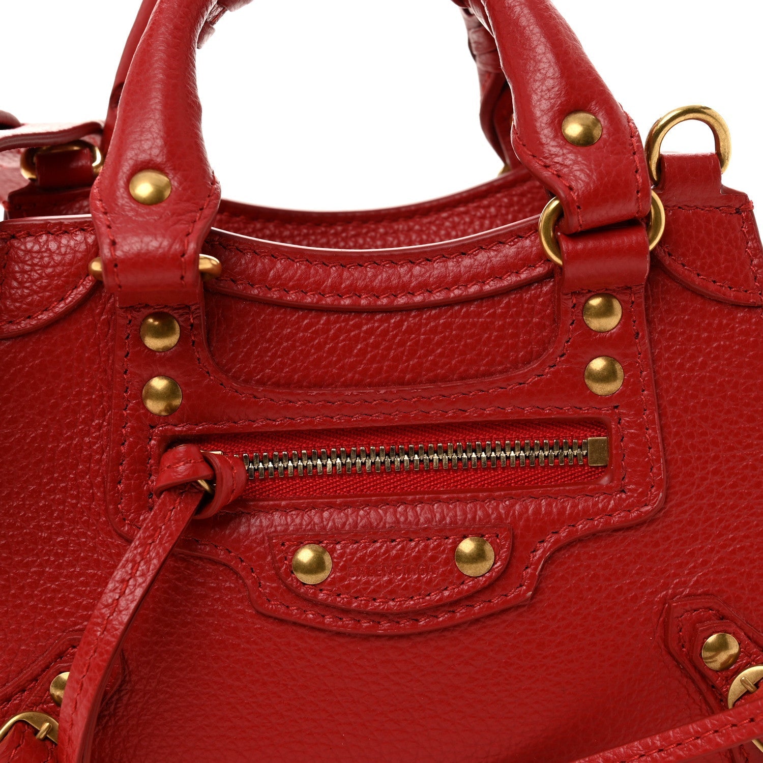 Grained Calfskin Neo Classic Gold Hardware Nano City Crossbody Medium Red
