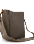 Soft Grained Calfskin Small Sangle Bucket Bag Taupe