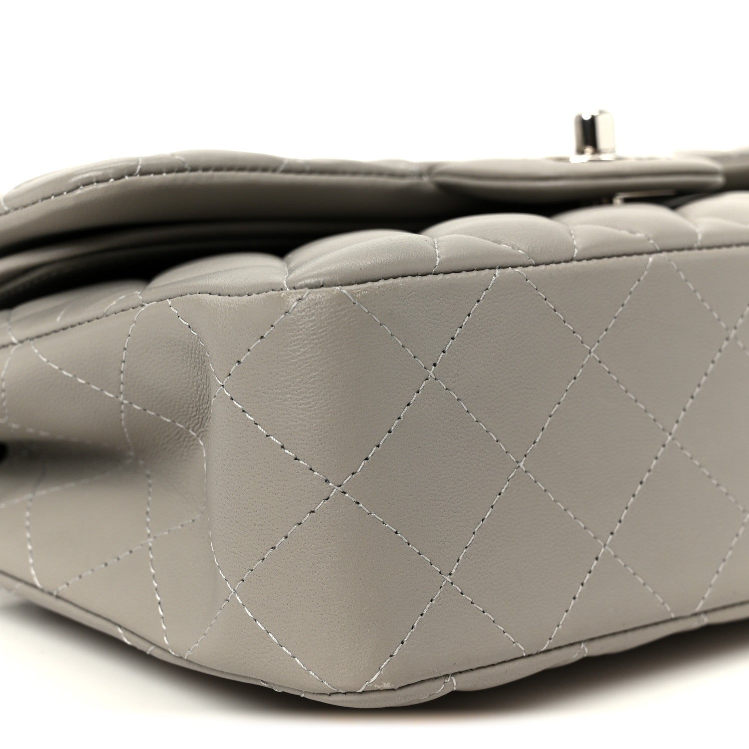 Lambskin Quilted Small Double Flap Grey