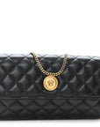 Lambskin Quilted Medusa Wallet On Chain Crossbody Black