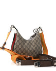 GG Supreme Monogram Textured Calfskin Web Small Attache Shoulder Bag Beige Ebony New Acero