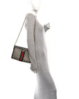 GG Supreme Monogram Web Small Ophidia Chain Shoulder Bag Brown