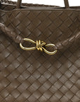 Nappa Intrecciato Medium Andiamo Shoulder Bag Taupe Grey
