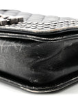 Faded Calfskin Quilted Small Studded Boy Flap Grey