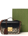 GG Supreme Monogram New Sakai Lux Calfskin Mini Padlock Flap Pocket Shoulder Bag Beige Ebony Black Cuir