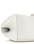 Calfskin Crocodile Embossed Small Hourglass Top Handle Bag White