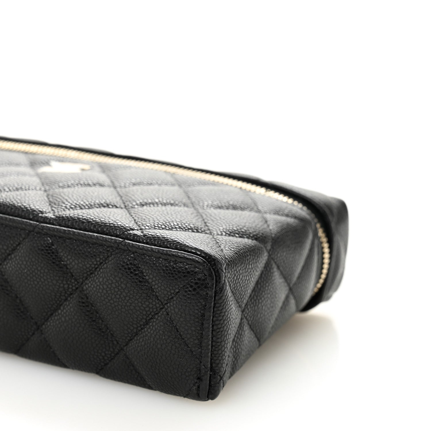 Caviar Quilted Top Handle Slim Vanity With Chain Black