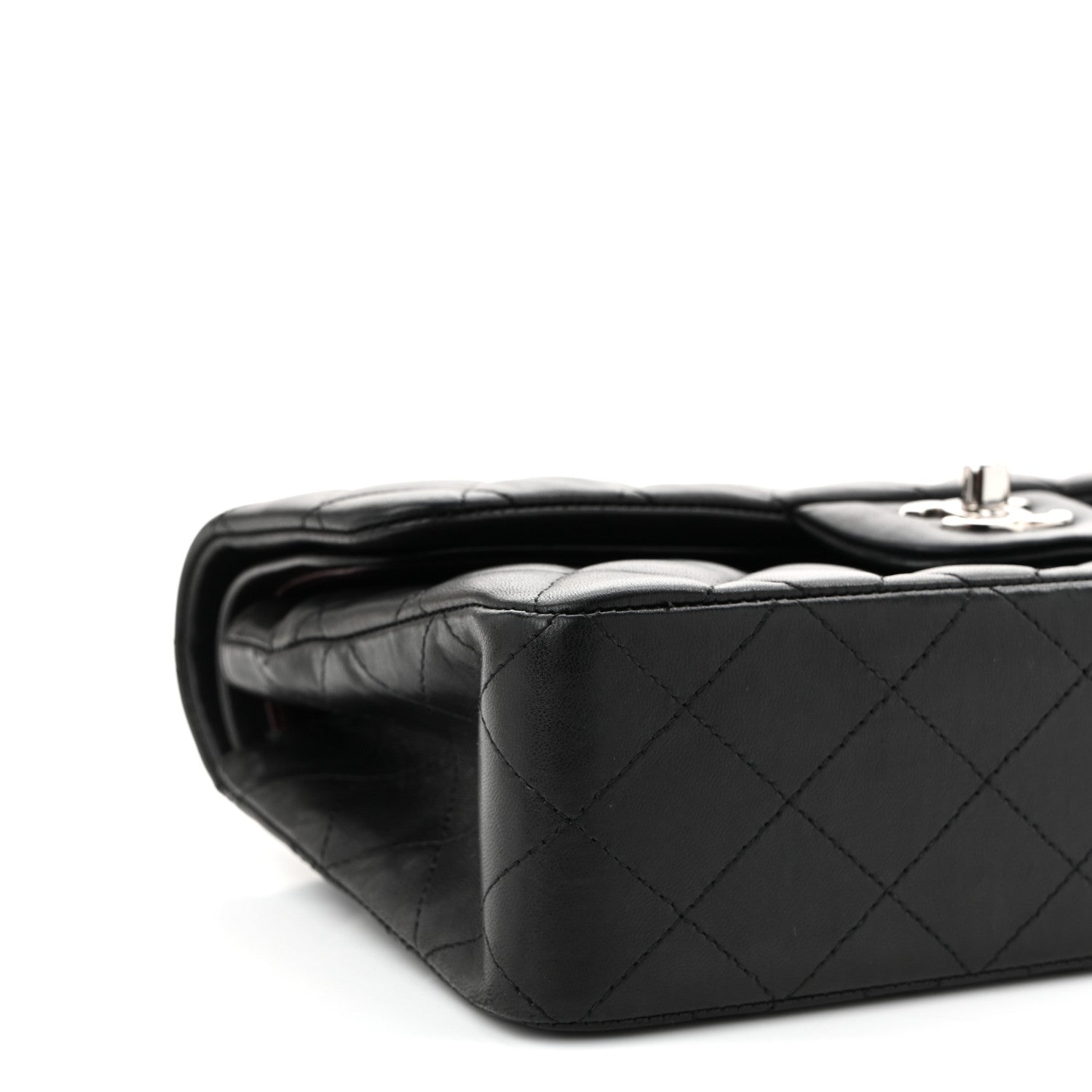 Lambskin Quilted Small Double Flap Black