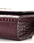 Calfskin Crocodile Embossed Monogram Kate Belt Bag Burgundy