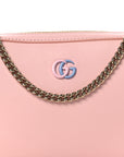 Dollar Calfskin Enamel Super Mini GG Marmont Chain Shoulder Bag Light Pink Blue