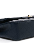 Caviar Quilted Medium Double Flap Navy