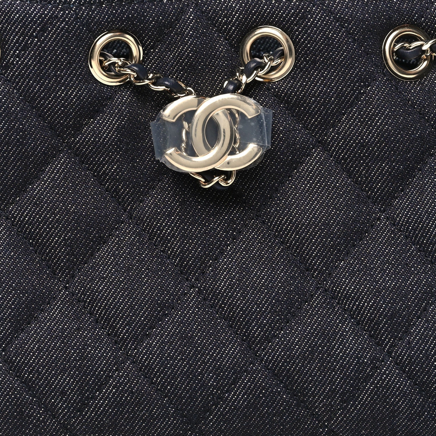 Denim Quilted Mini CHNL 25 Handbag Dark Blue