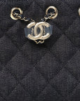 Denim Quilted Mini CHNL 25 Handbag Dark Blue