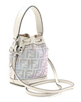 Crystal Vitello Laminato FF Mini Mon Tresor Bucket Bag Crystal Argento