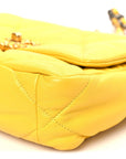 Shiny Goatskin Quilted Medium CHNL 19 Flap Yellow