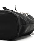Tessuto Saffiano Ricamo Sequin Crystal Embellished Mini Re-Edition 1978 Bucket Bag Black