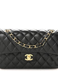 Lambskin Quilted Small Double Flap Black
